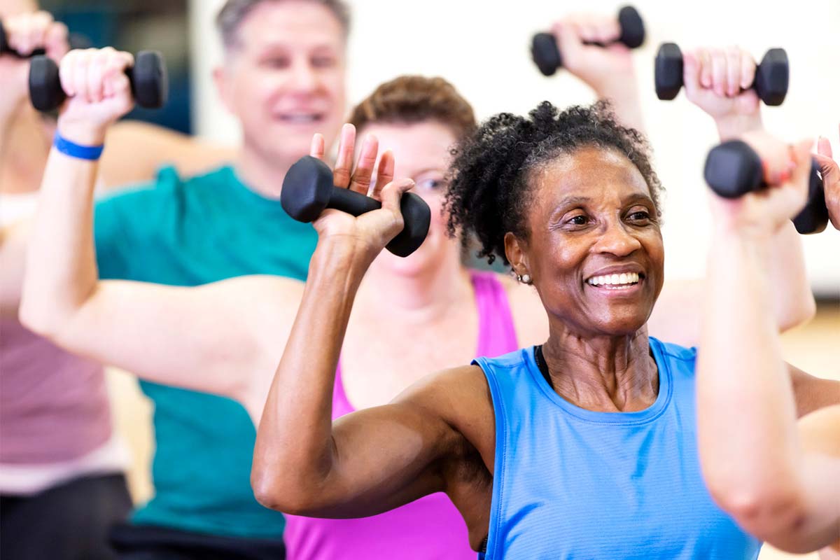 Senior adults working out