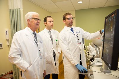 Dr. Preston Sprenkle with colleagues at Yale New Haven Hospital.